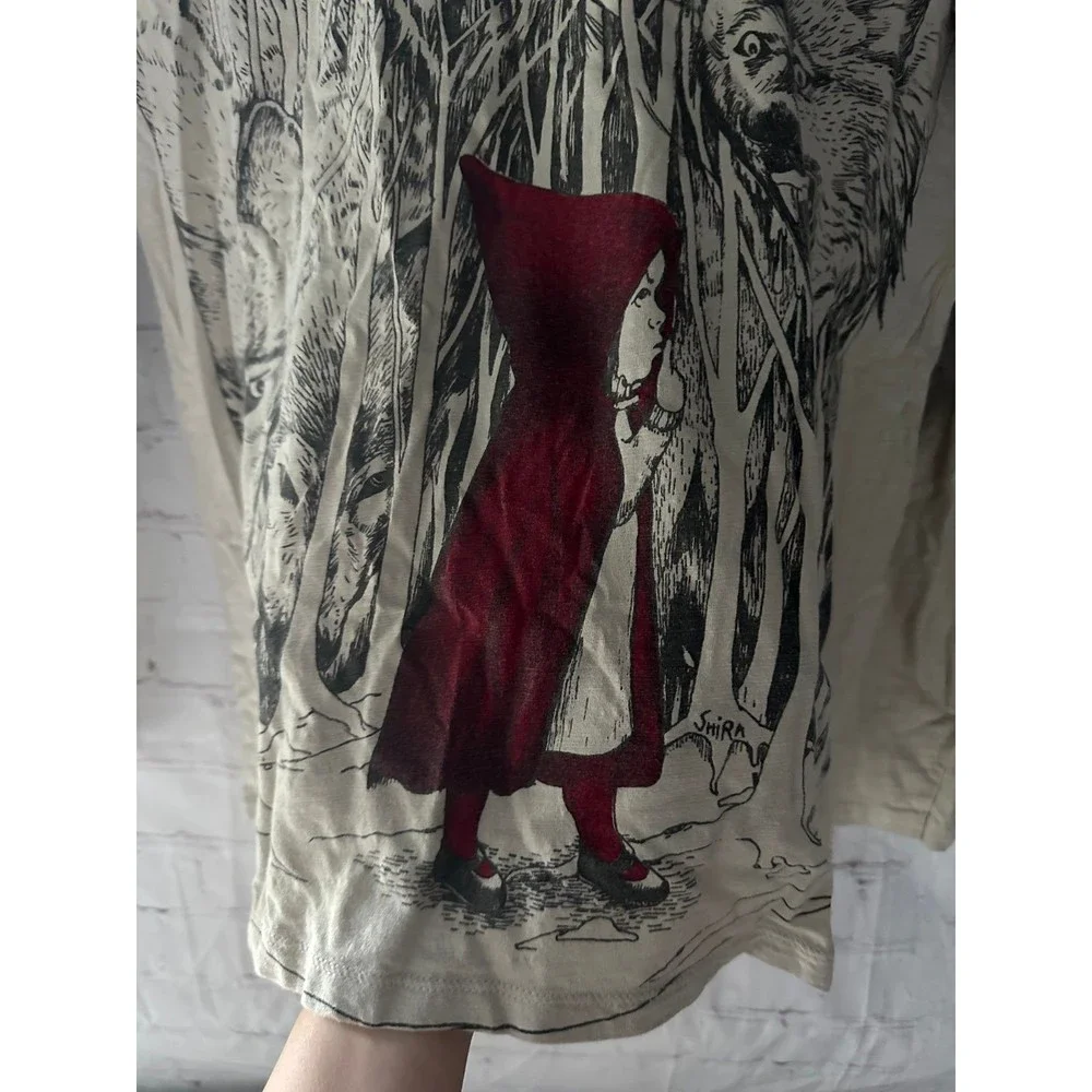 Big bad wolf and red riding hood themed Long Sleeved Sweater M - Picture 3 of 8